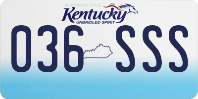 KY license plate 036SSS