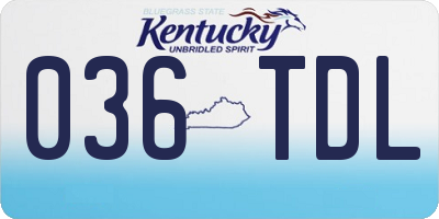 KY license plate 036TDL