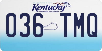 KY license plate 036TMQ