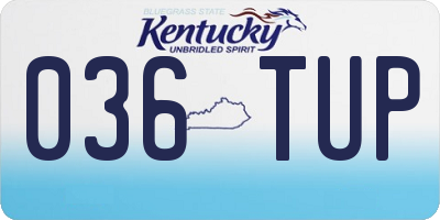 KY license plate 036TUP