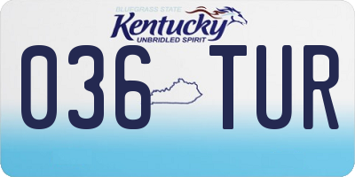 KY license plate 036TUR