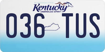 KY license plate 036TUS