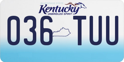 KY license plate 036TUU