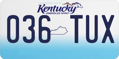 KY license plate 036TUX