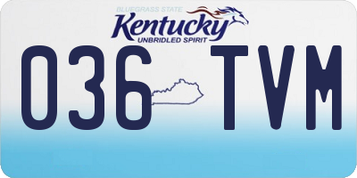 KY license plate 036TVM