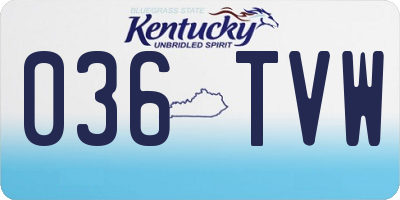 KY license plate 036TVW