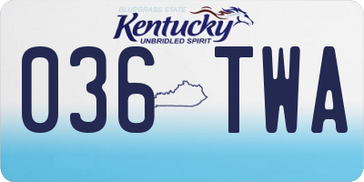 KY license plate 036TWA