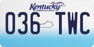 KY license plate 036TWC