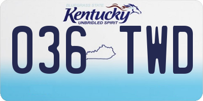 KY license plate 036TWD