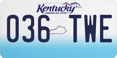 KY license plate 036TWE