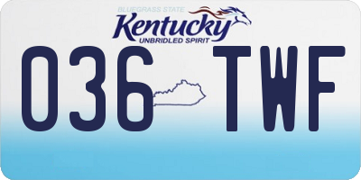 KY license plate 036TWF