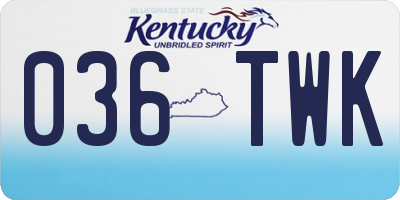 KY license plate 036TWK