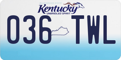 KY license plate 036TWL