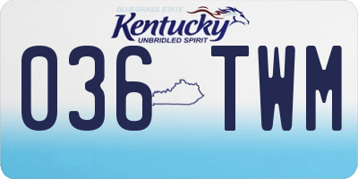 KY license plate 036TWM