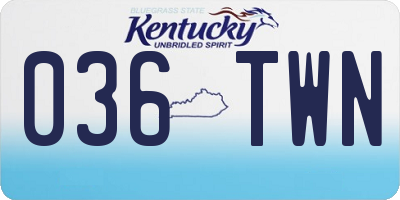 KY license plate 036TWN