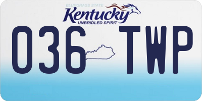 KY license plate 036TWP