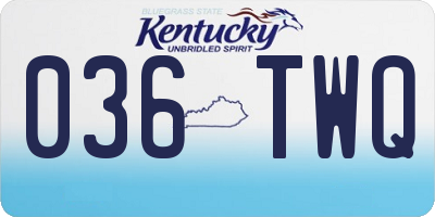 KY license plate 036TWQ