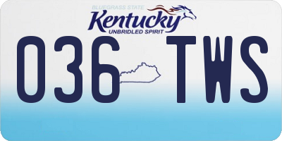 KY license plate 036TWS