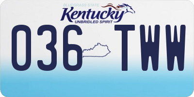KY license plate 036TWW
