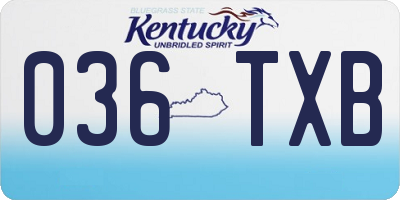 KY license plate 036TXB