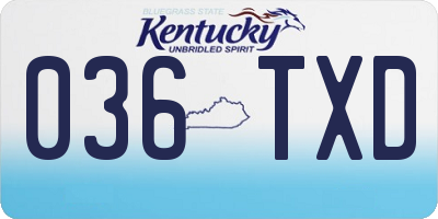 KY license plate 036TXD