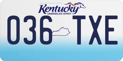 KY license plate 036TXE