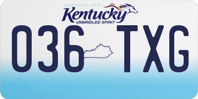 KY license plate 036TXG
