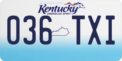 KY license plate 036TXI