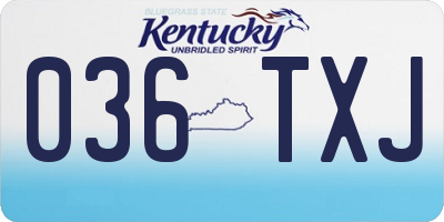 KY license plate 036TXJ