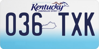 KY license plate 036TXK