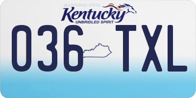 KY license plate 036TXL