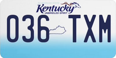 KY license plate 036TXM