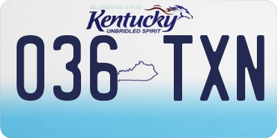 KY license plate 036TXN