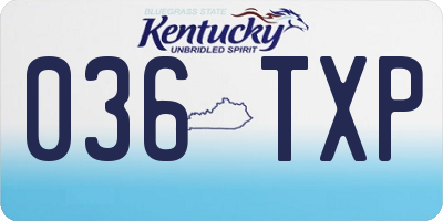KY license plate 036TXP