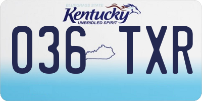 KY license plate 036TXR