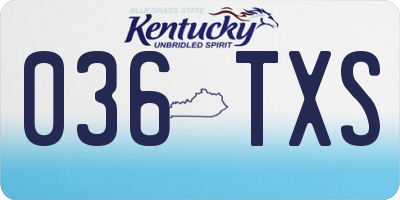 KY license plate 036TXS