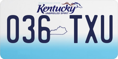 KY license plate 036TXU