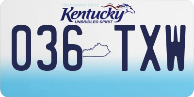KY license plate 036TXW