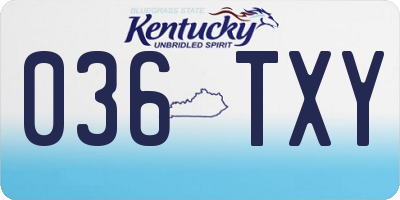 KY license plate 036TXY
