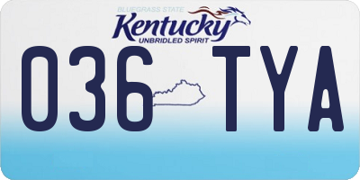 KY license plate 036TYA