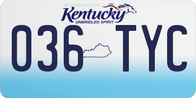 KY license plate 036TYC