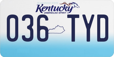 KY license plate 036TYD