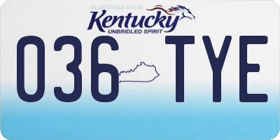 KY license plate 036TYE