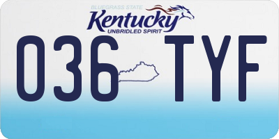 KY license plate 036TYF