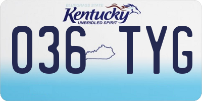 KY license plate 036TYG