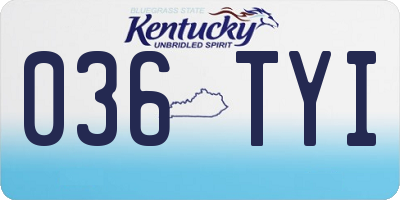 KY license plate 036TYI