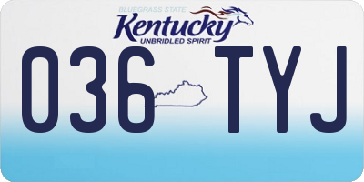 KY license plate 036TYJ