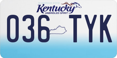 KY license plate 036TYK