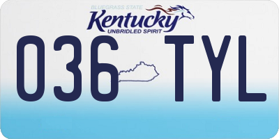 KY license plate 036TYL