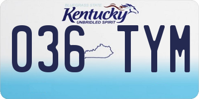 KY license plate 036TYM